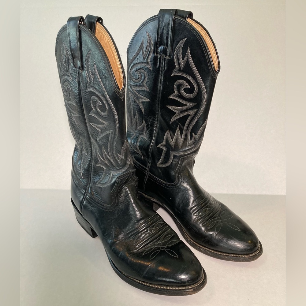 Nocona GUC Size 8 Women's/ 6.5 Men's Vintage Black Cowboy Western Leather Boots